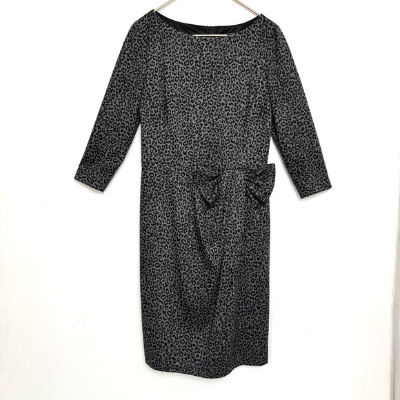 David Meister Gray and black 3/4 sleeve leopard print dress 12 - Picture 4 of 12